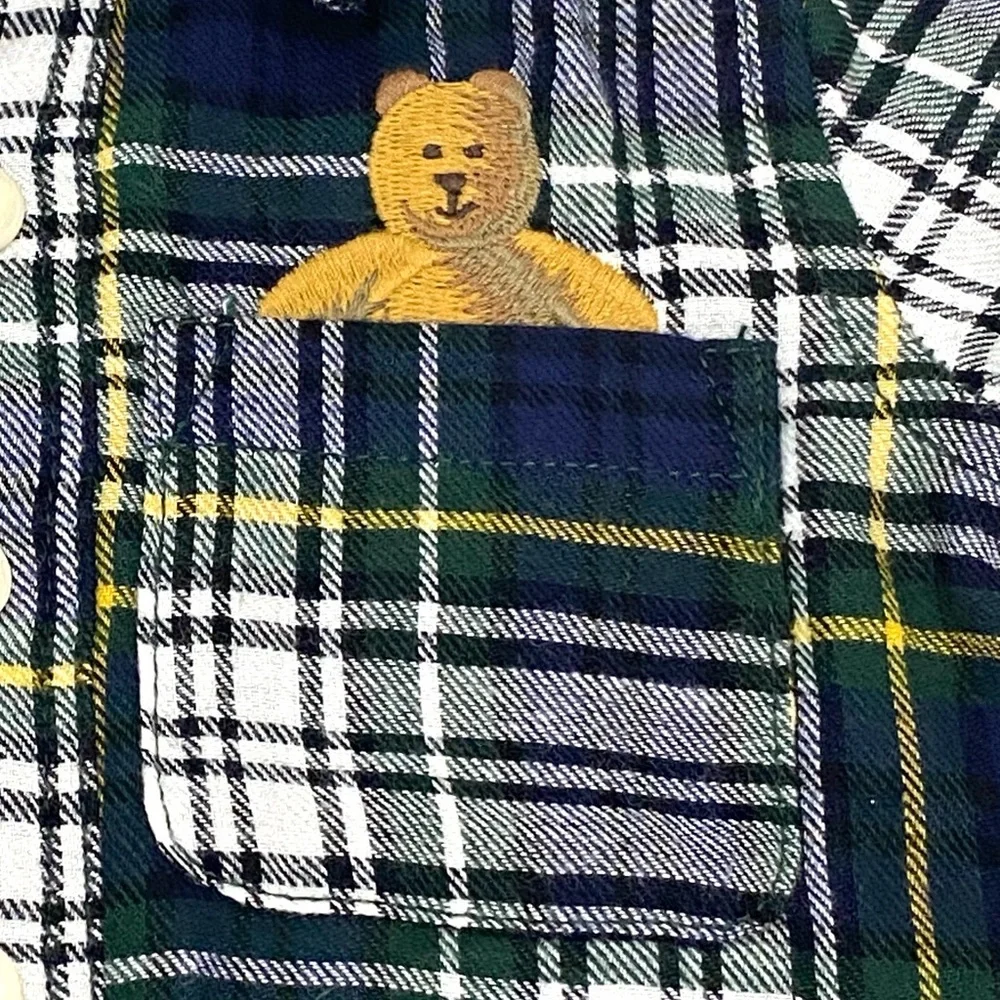 Baby Gap Baby/Toddler Plaid Flannel Bear Pocket One-Piece Jumper